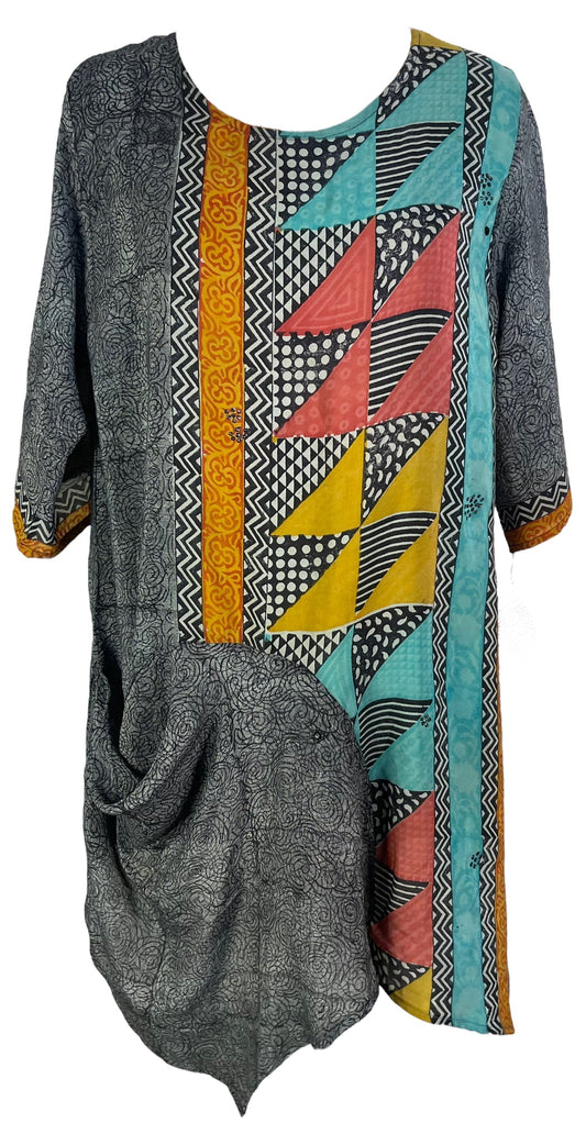PRC6546 Avatar Pure Silk Self Pocket Tunic Dress - Velora