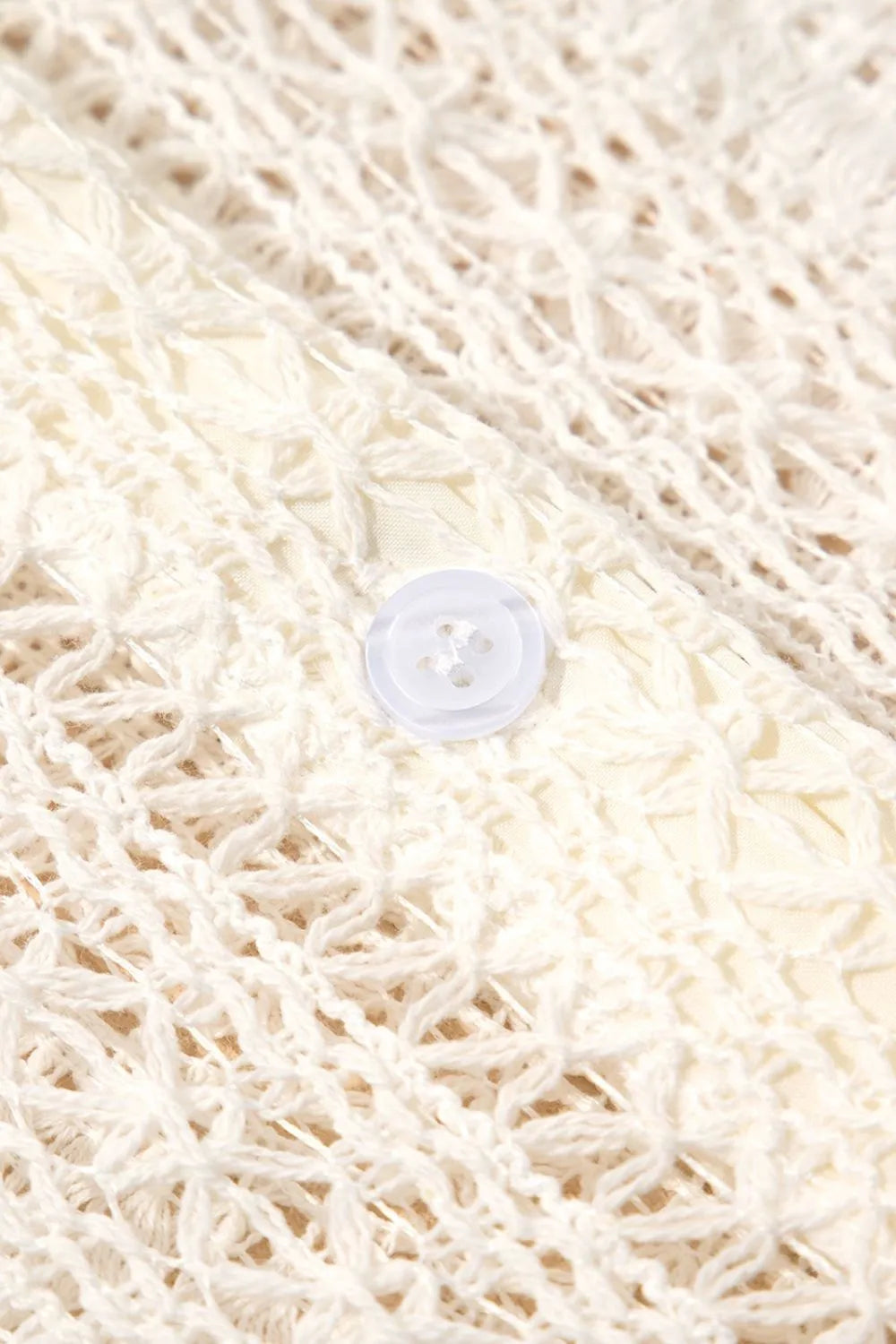 Lace Crochet Collared Neck Oversized Shirt - Velora Luxury Fashion