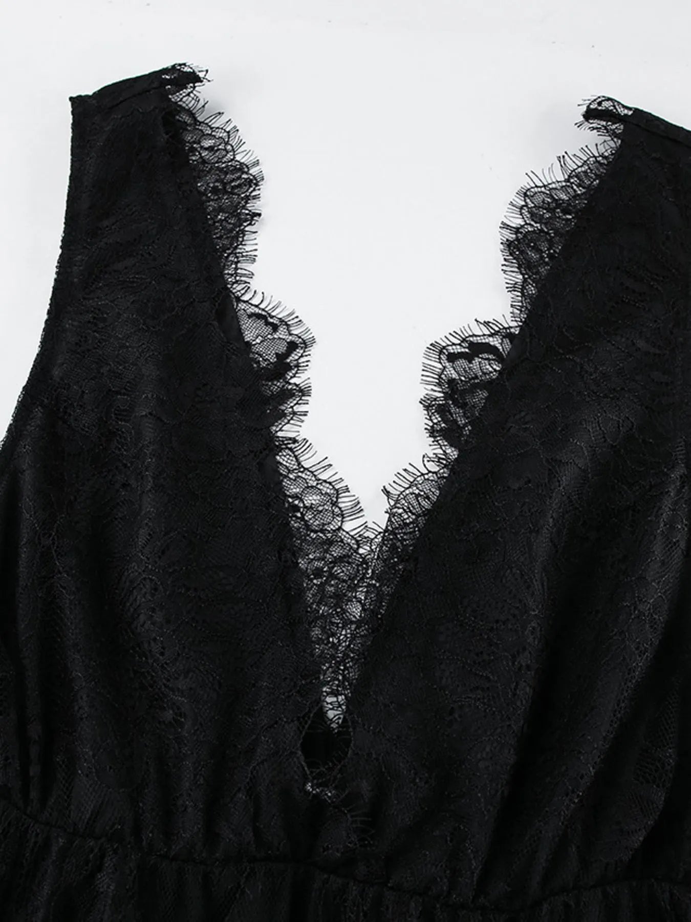 Lace Deep V-Neck Maxi Dress - Velora Luxury Fashion