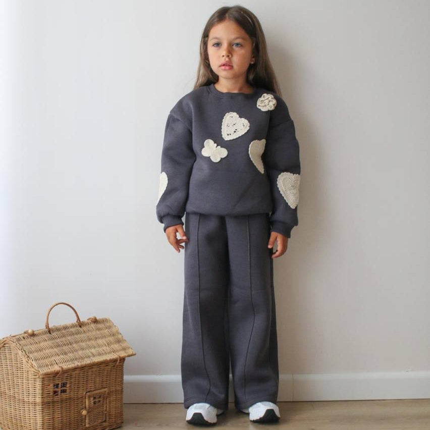 Lace Hearts Girls Casual Set - Velora Luxury Fashion