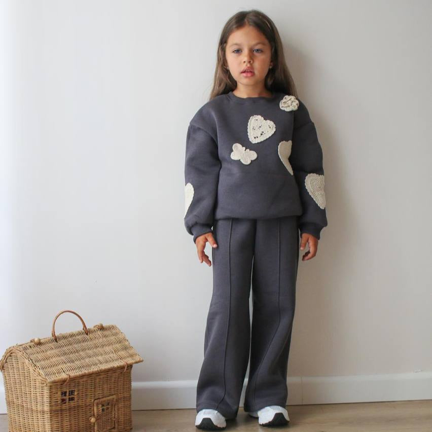 Lace Hearts Girls Casual Set - Velora Luxury Fashion