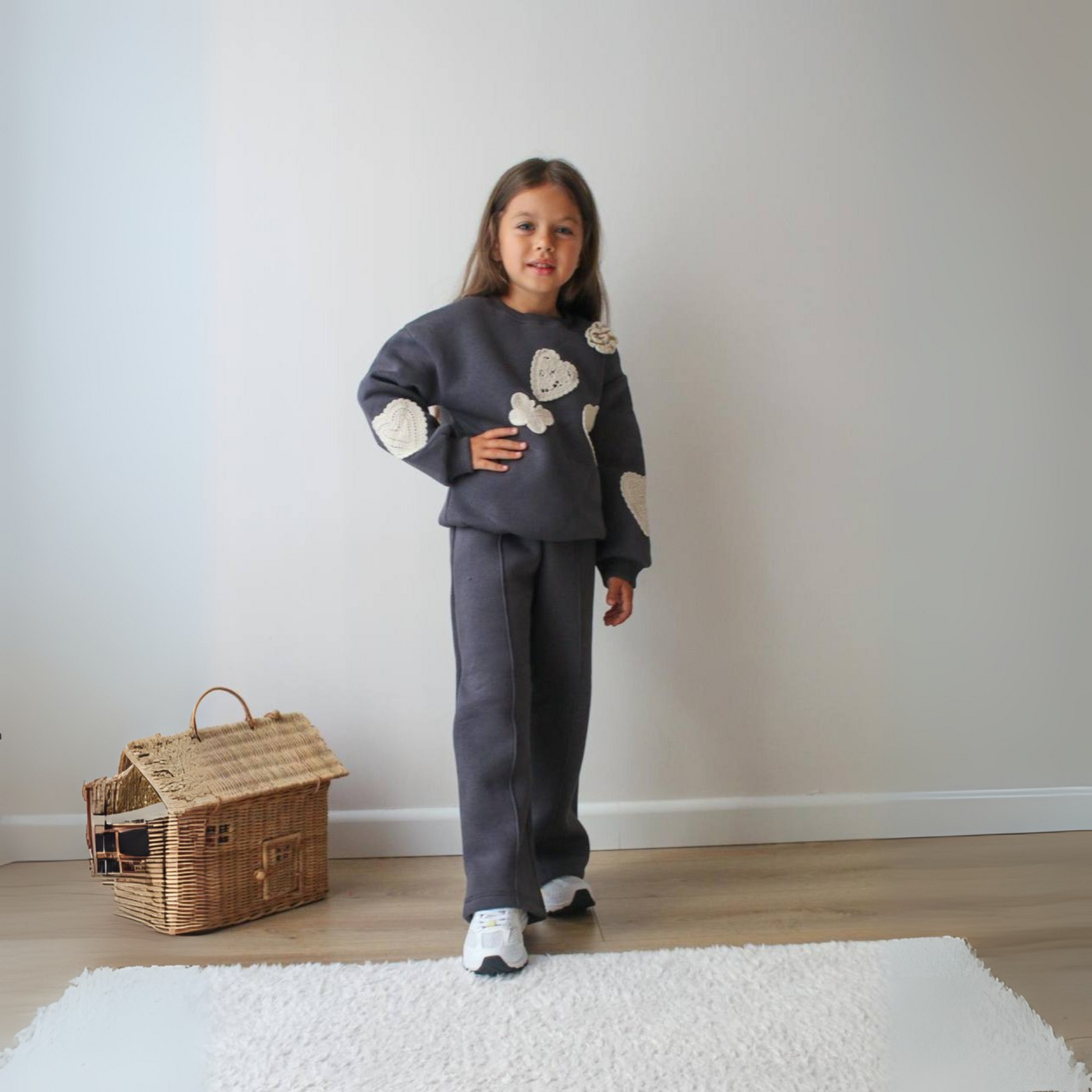 Lace Hearts Girls Casual Set - Velora Luxury Fashion