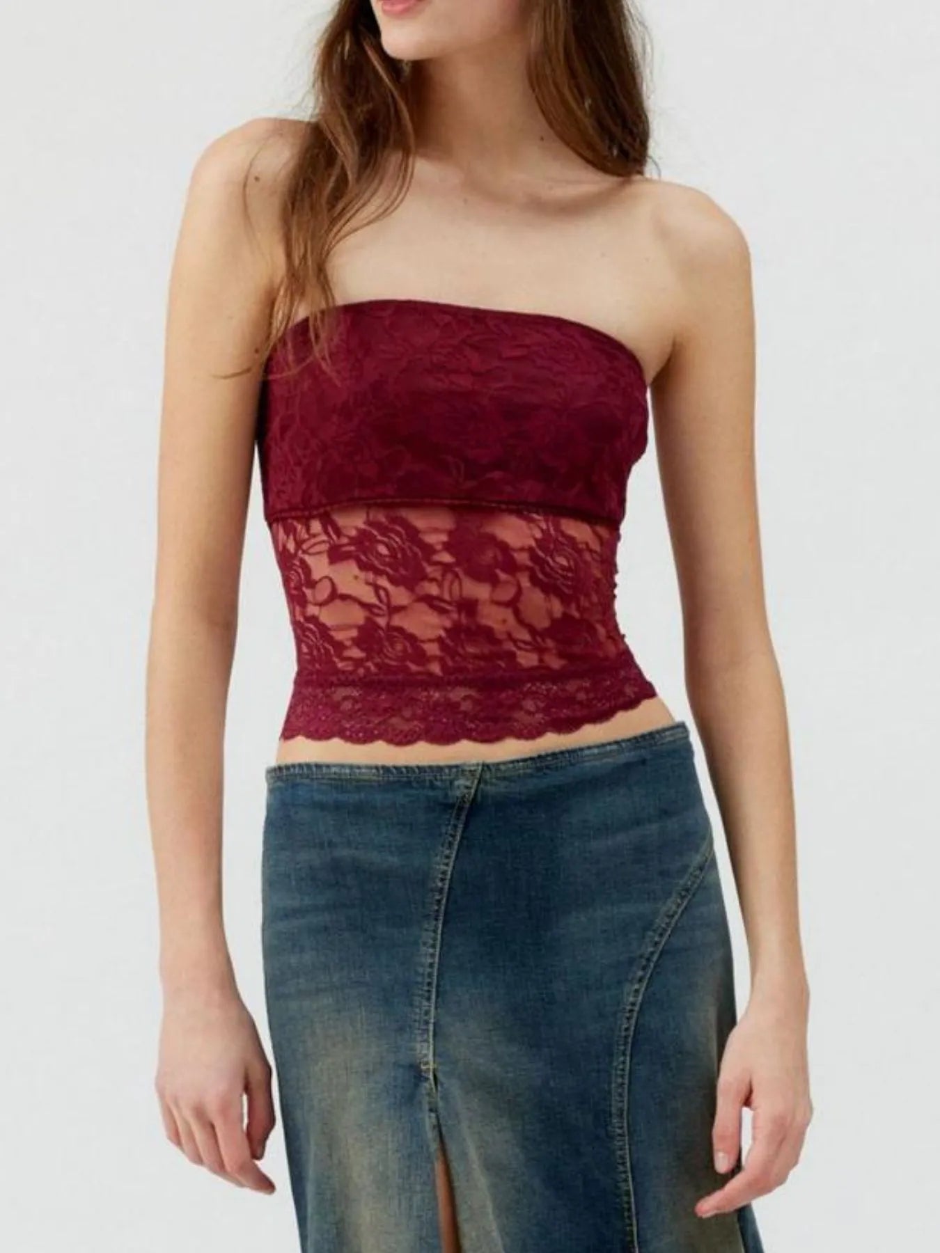 Lace Strapless Tube Top - Velora Luxury Fashion