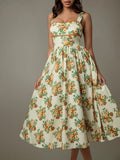 Lace Trim Floral Sleeveless Midi Dress - Velora Luxury Fashion