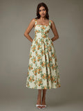 Lace Trim Floral Sleeveless Midi Dress - Velora Luxury Fashion