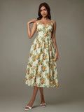 Lace Trim Floral Sleeveless Midi Dress - Velora Luxury Fashion