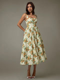 Lace Trim Floral Sleeveless Midi Dress - Velora Luxury Fashion