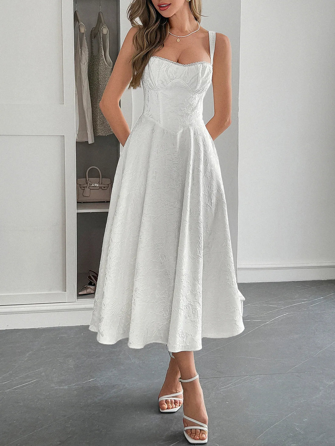 Lace-Up Sleeveless Midi Dress - Velora Luxury Fashion
