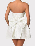 Lace-Up Sleeveless Satin Mini Dress with Bow - Velora Luxury Fashion