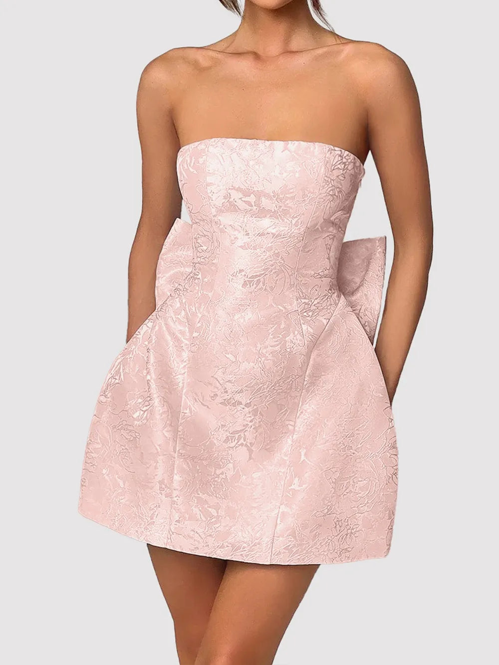 Lace-Up Sleeveless Satin Mini Dress with Bow - Velora Luxury Fashion