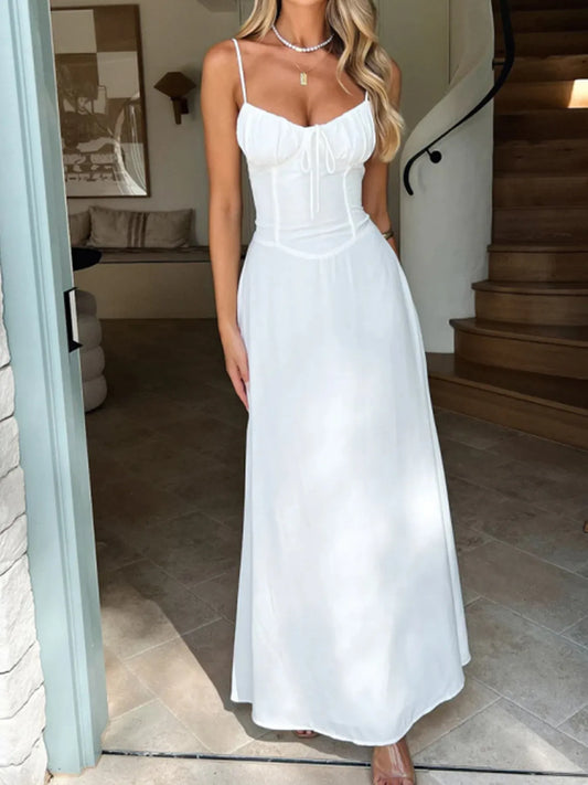 Lace-Up Solid Cami Dress - Velora Luxury Fashion