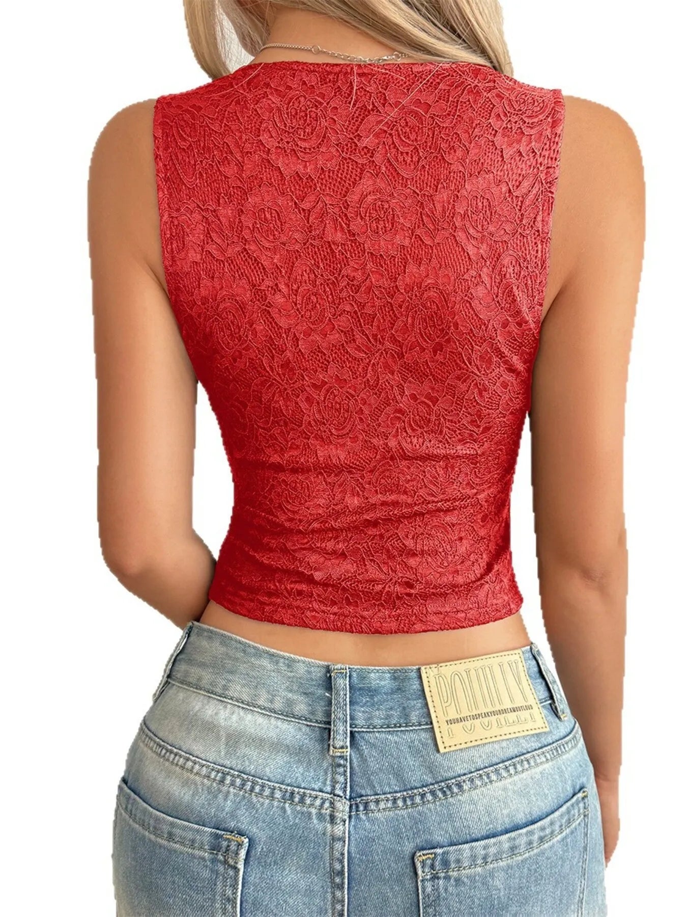 Lace V-Neck Cami Top with Scalloped Hem - Velora Luxury Fashion