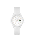 Lacoste 12.12 Womens TR90 Quartz Watch with White Rubber Strap White Gold (Model: 2001211) - Velora Luxury Fashion