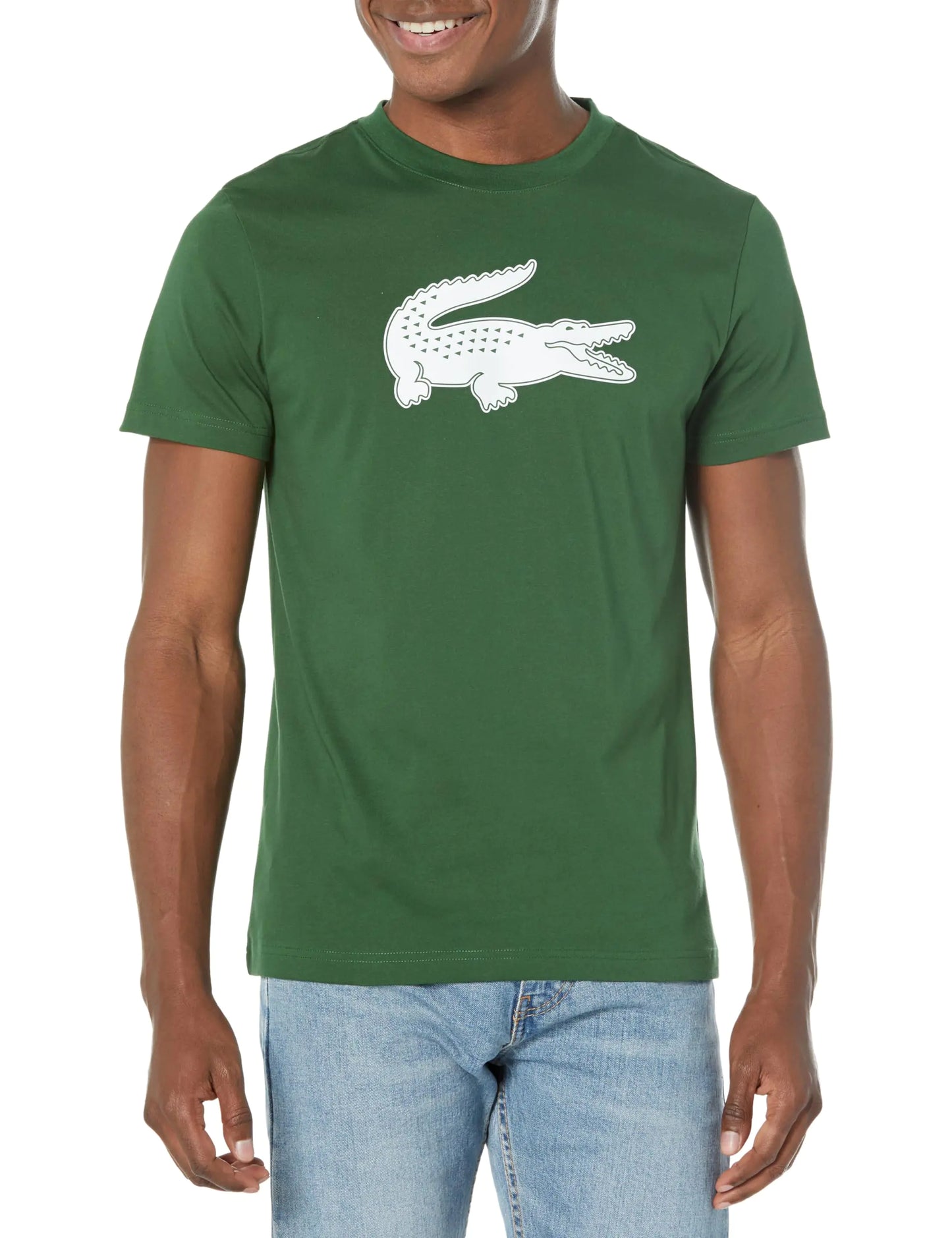 Lacoste Mens Mens Short Sleever Regular-fit Ultra Dry Croc Graphic Tee Shirt Vert/Blanc X-Large - Velora Luxury Fashion