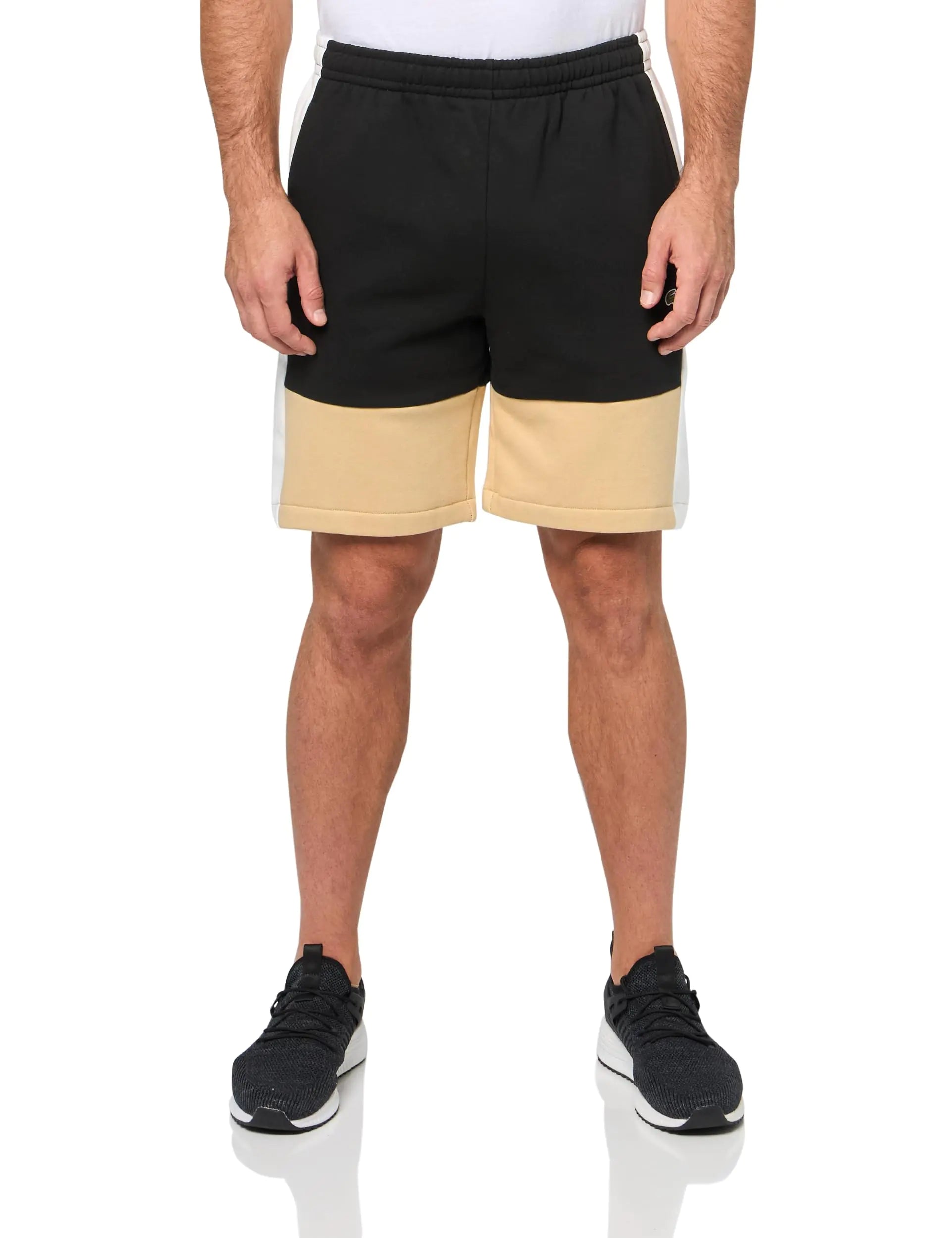Lacoste Mens Regular Fit Color Blocked Shorts W/Adjustable Waist Black/Flour-Croissant XXL - Velora Luxury Fashion
