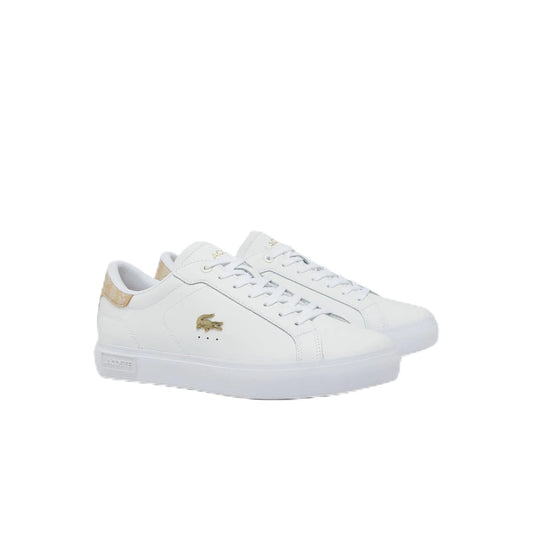 Lacoste Womens Powercourt Sneaker WHT/LT BRW 7 - Velora Luxury Fashion