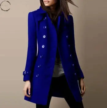 Ladies Spring Long Jacket Wool Trench Coat - Velora
