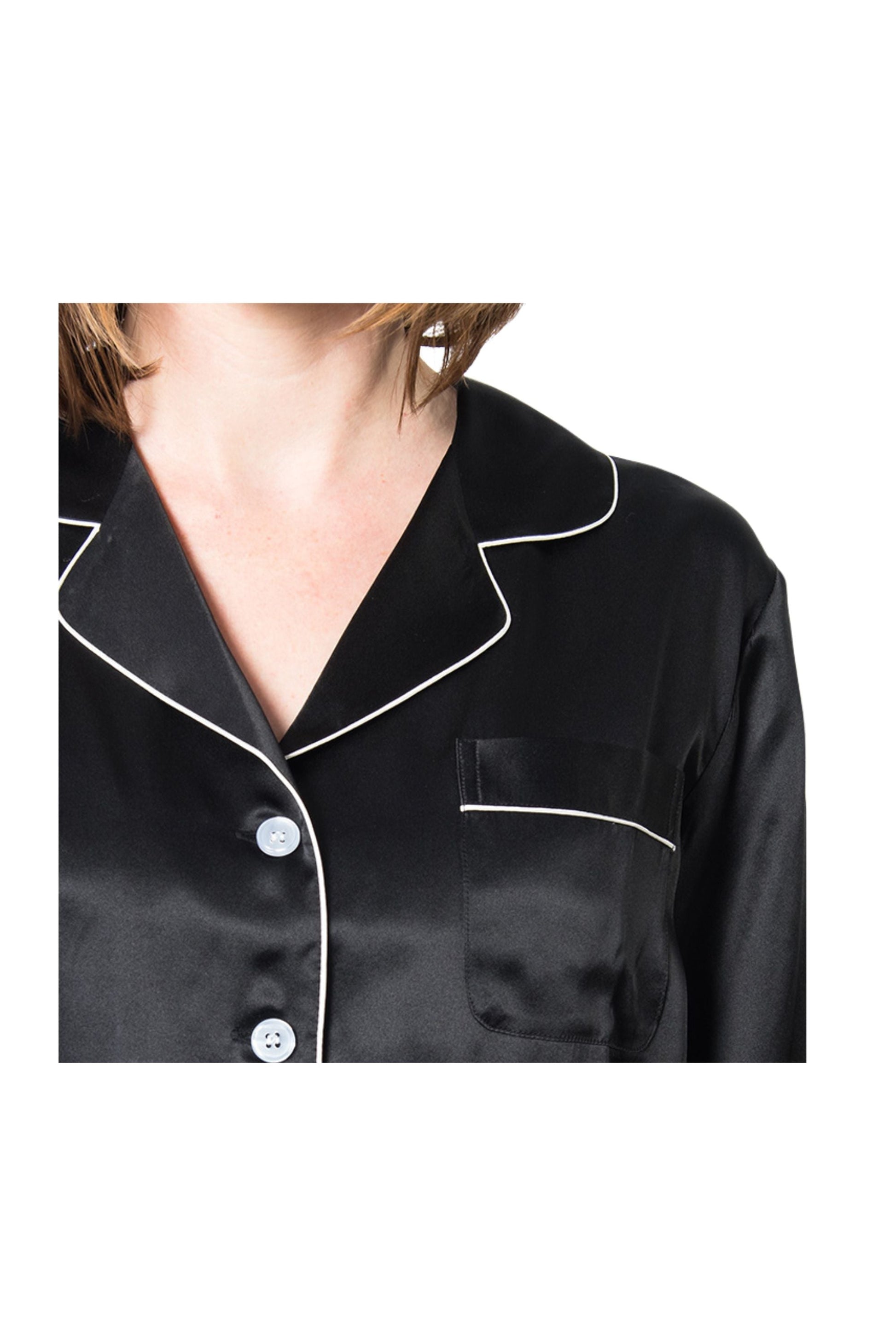 Women's Mulberry Silk Pajama Set Black Forsters Finery