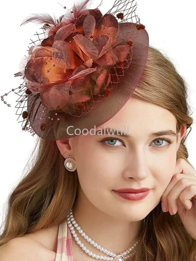 Lady Fancy Mesh Wedding Fascinators Hats for Womens Headwear Veil Flower Cocktail Tea Party Church Derby Hat Chapeu Feminino - Velora Luxury Fashion