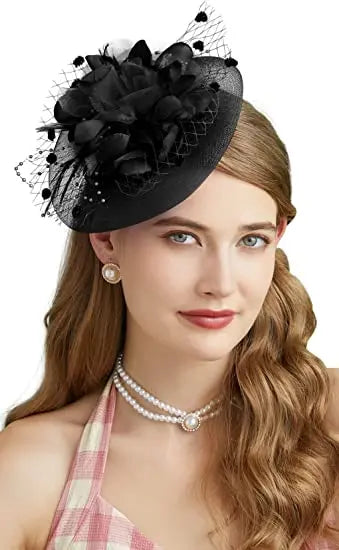 Lady Fancy Mesh Wedding Fascinators Hats for Womens Headwear Veil Flower Cocktail Tea Party Church Derby Hat Chapeu Feminino - Velora Luxury Fashion