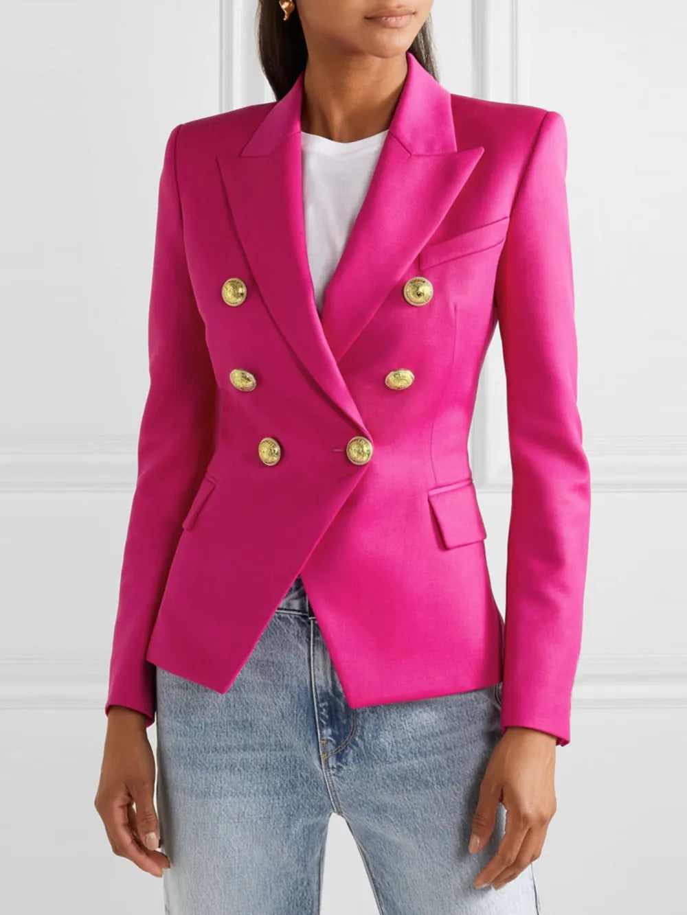 Lapel Collar Long Sleeve Blazer - Velora Luxury Fashion