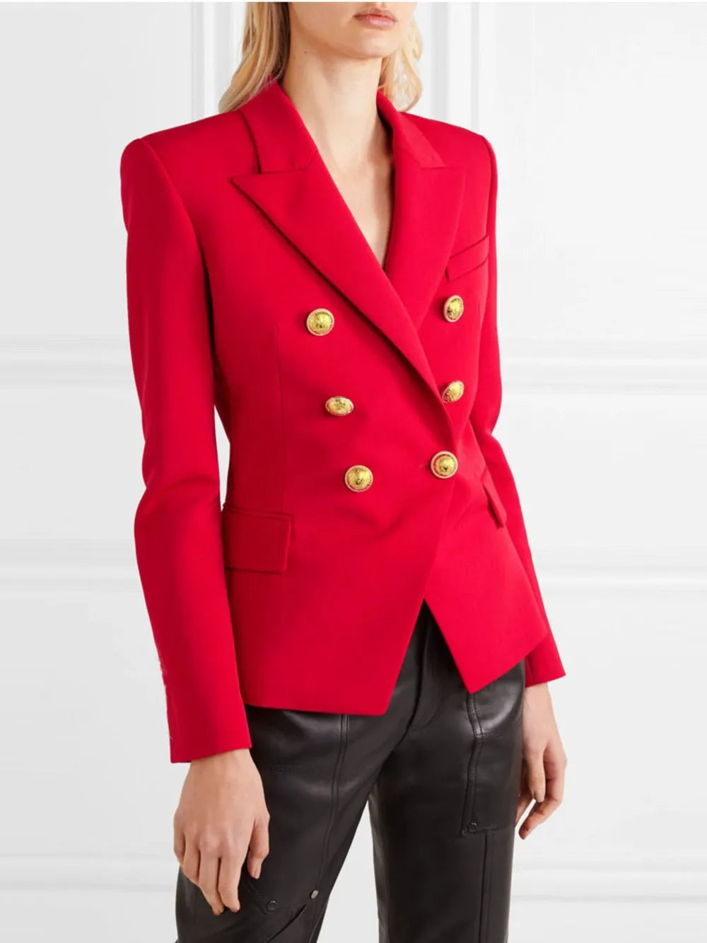 Lapel Collar Long Sleeve Blazer - Velora Luxury Fashion