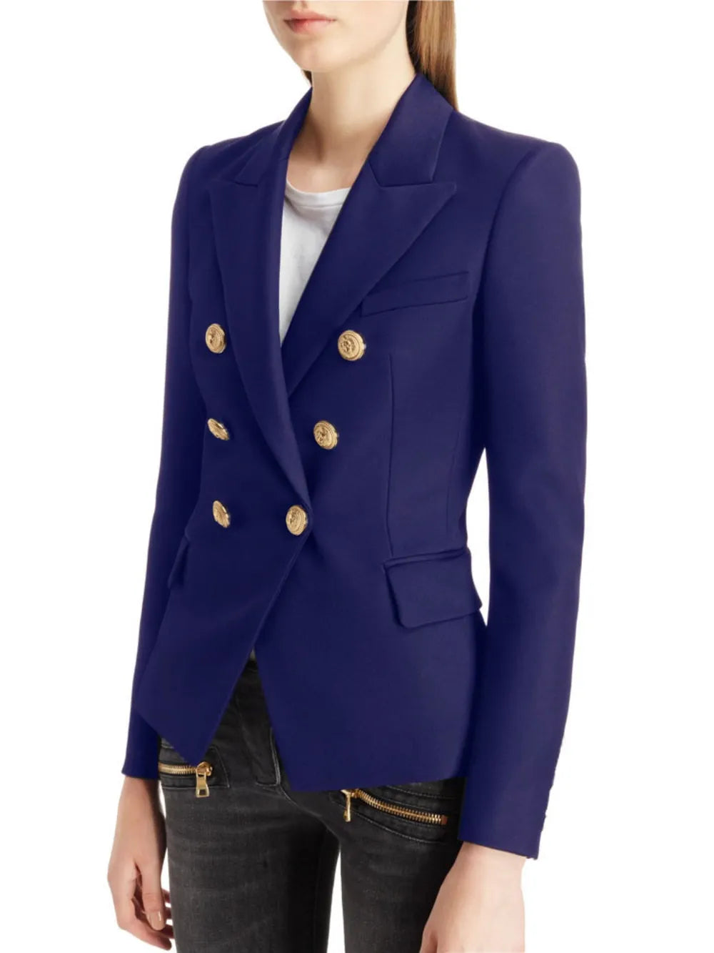Lapel Collar Long Sleeve Blazer - Velora Luxury Fashion
