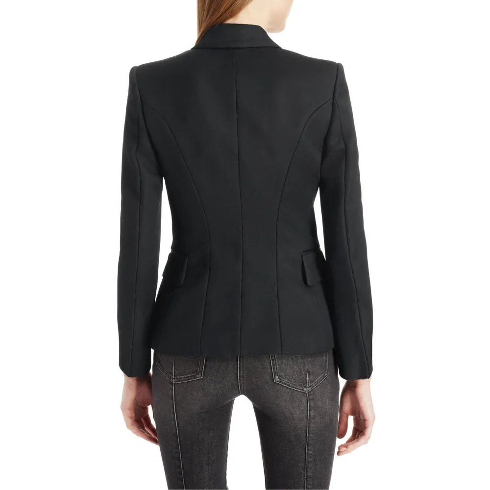 Lapel Collar Long Sleeve Blazer - Velora Luxury Fashion