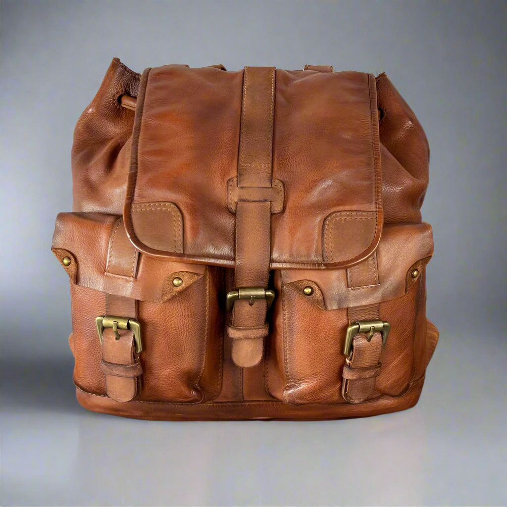 Leather Drawstring Backpack - Velora Luxury Fashion
