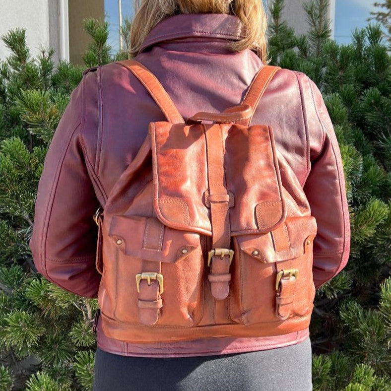 Leather Drawstring Backpack - Velora Luxury Fashion