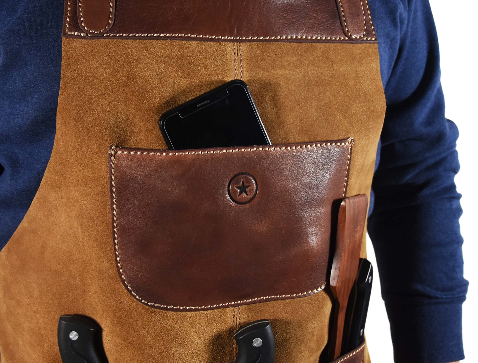 Leather Suede Apron - ( AP - 18 ) - Velora Luxury Fashion