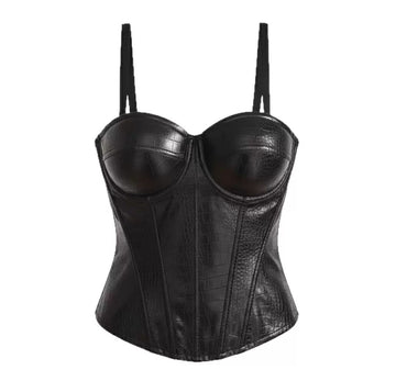 Leather adjustable Corset Top - Velora Luxury Fashion