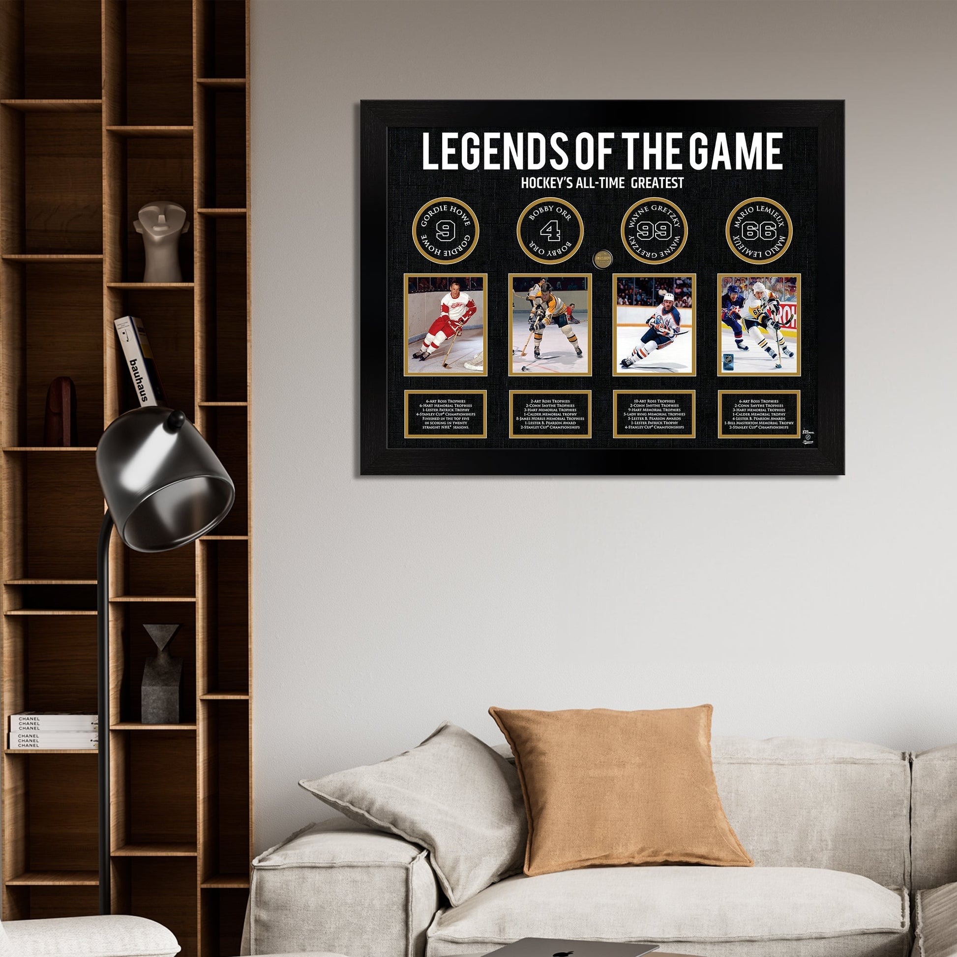 Legends of Hockey: Howe, Orr, Gretzky, Lemieux - Framed Collage - Velora Luxury Fashion