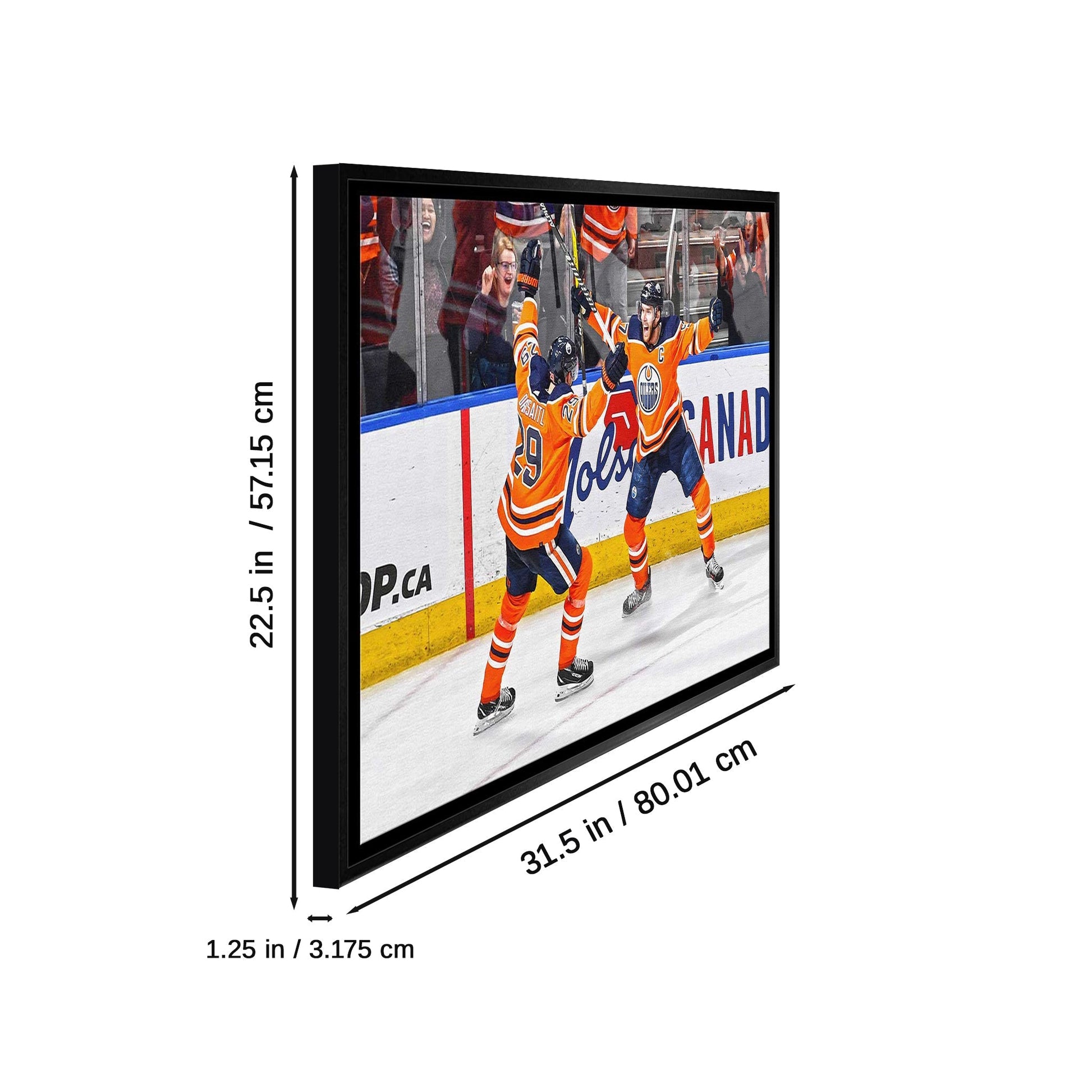 Leon Draisaitl and Connor McDavid 20x29 Framed Canvas Oilers Celebration-H - Velora Luxury Fashion