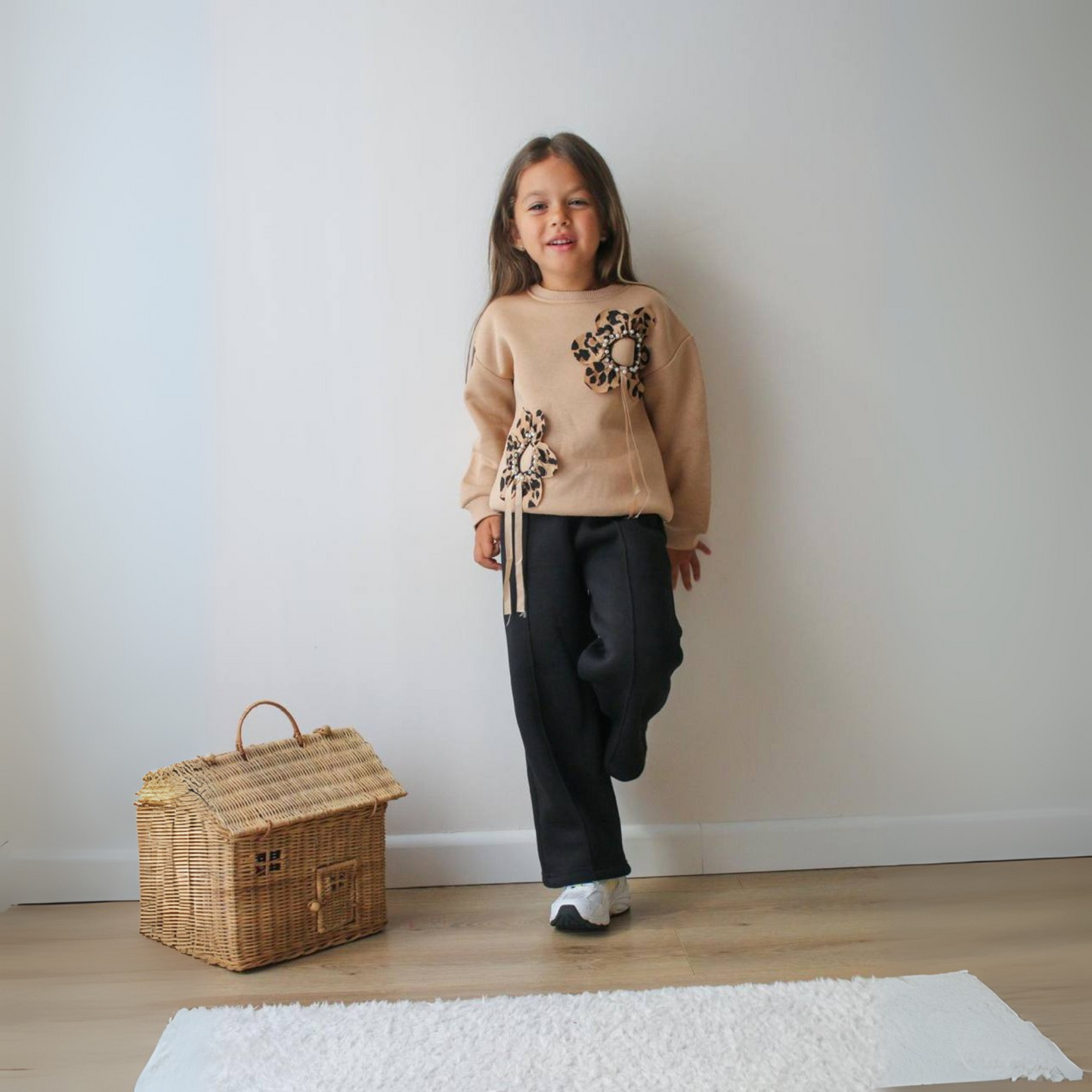 Leopard Flower Girls Casual Set - Velora Luxury Fashion