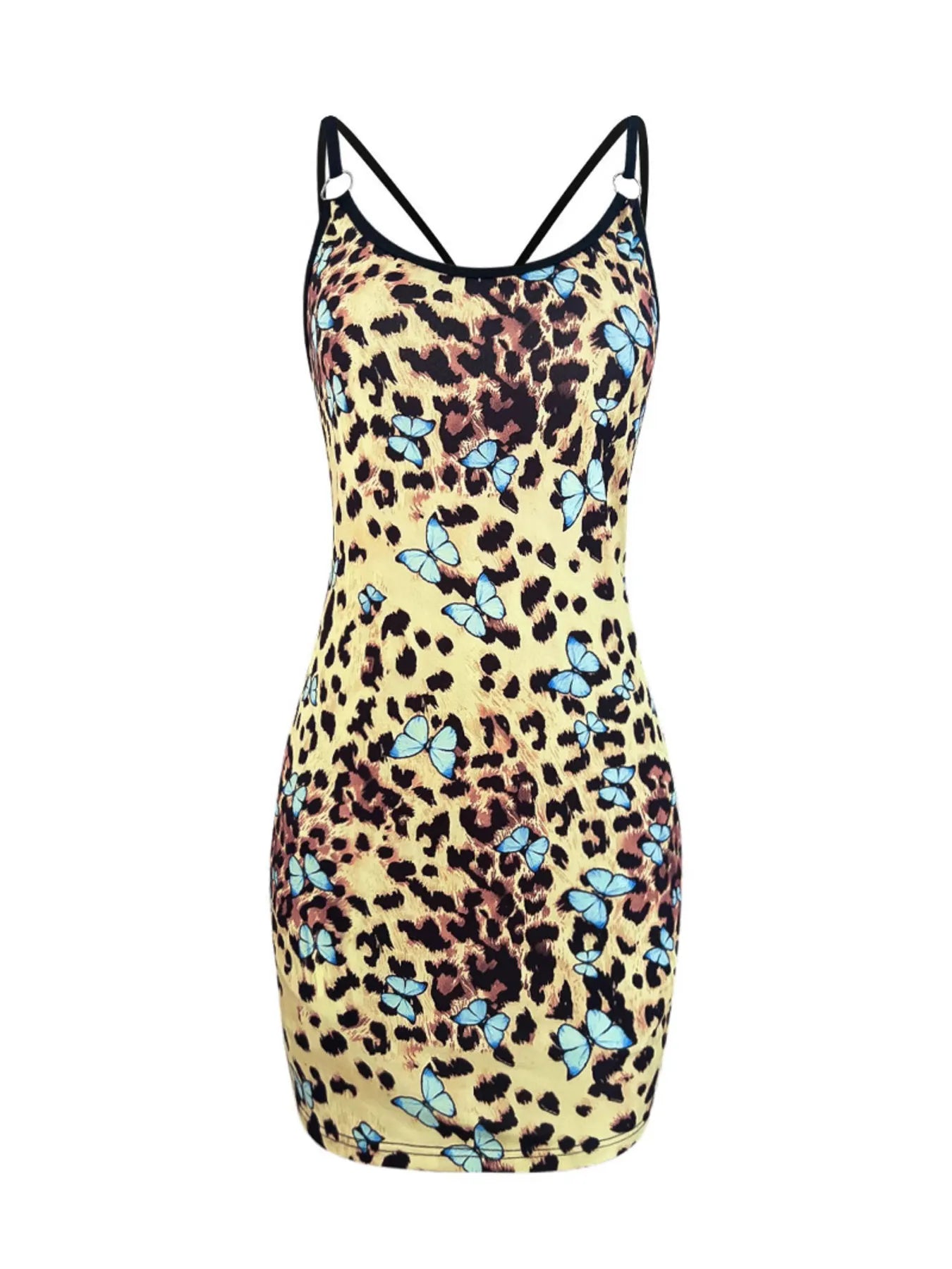 Leopard Print Butterfly Mini Cami Dress - Velora Luxury Fashion