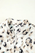 Leopard Print Buttoned Front 3/4 Sleeve Tiered Ruffled Hem Dress - Velora Luxury Fashion