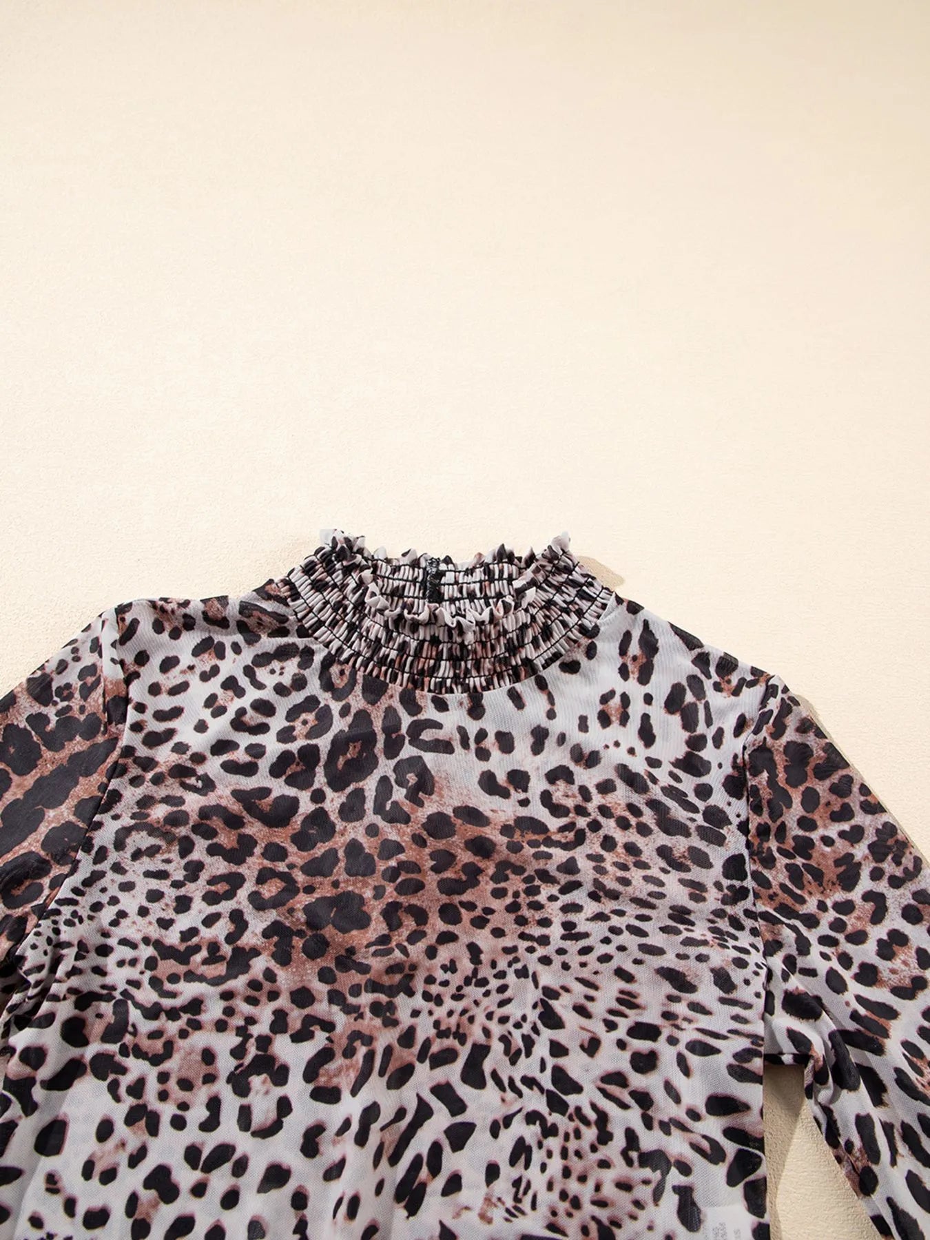 Leopard Print Long Sleeve Mock Neck Bodysuit - Velora Luxury Fashion