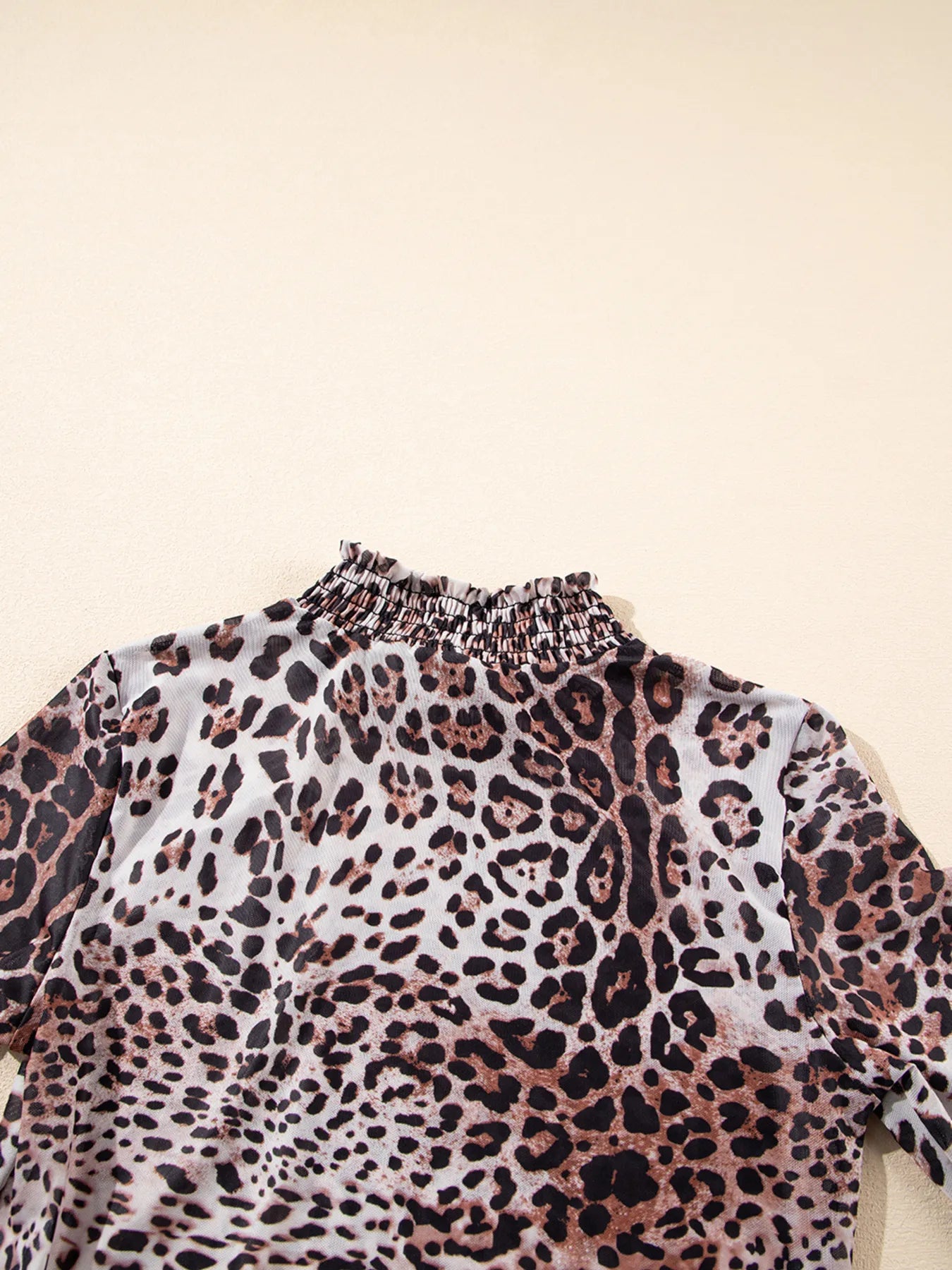 Leopard Print Long Sleeve Mock Neck Bodysuit - Velora Luxury Fashion