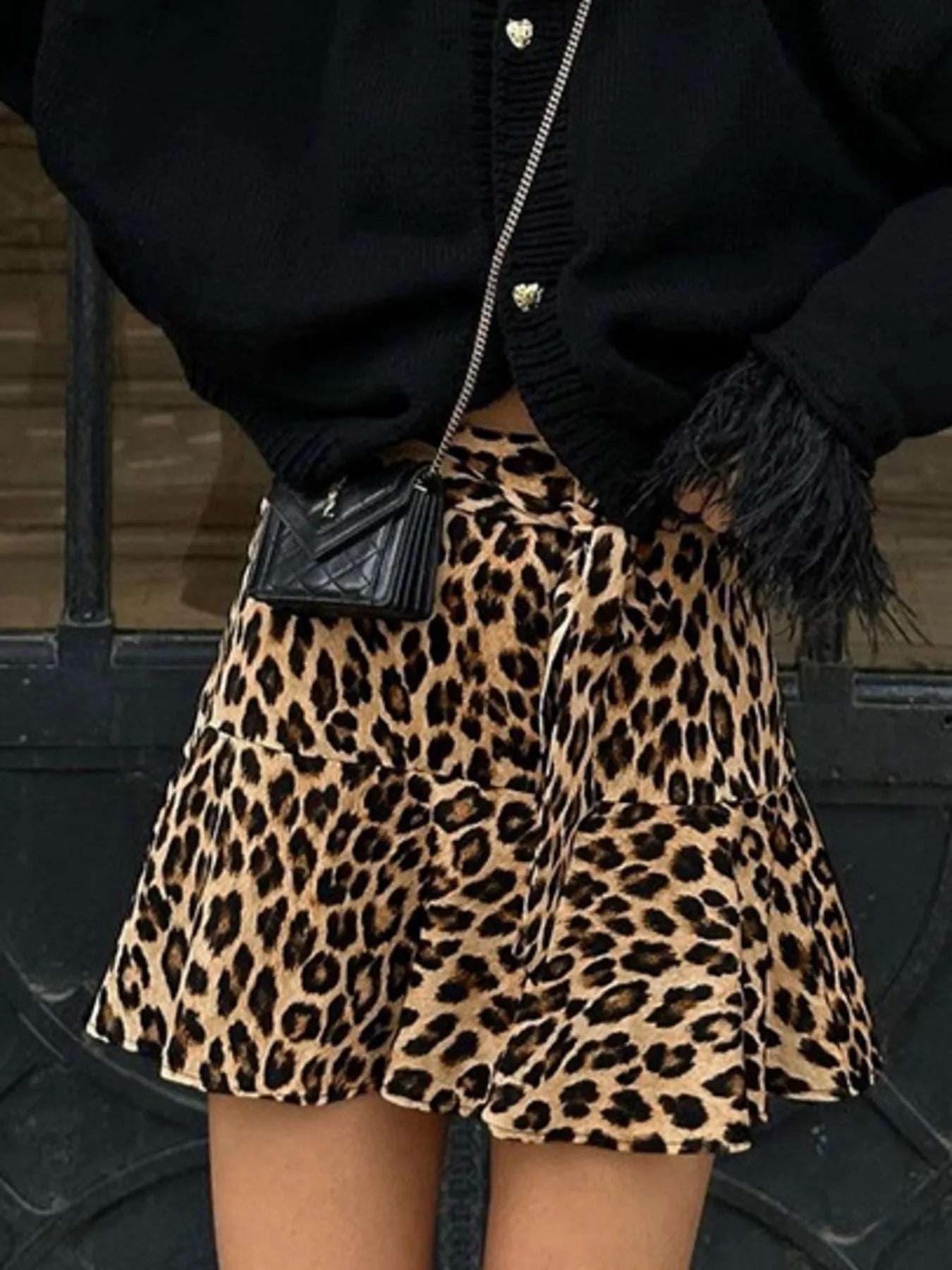 Leopard Print Mini Skirt - Velora Luxury Fashion