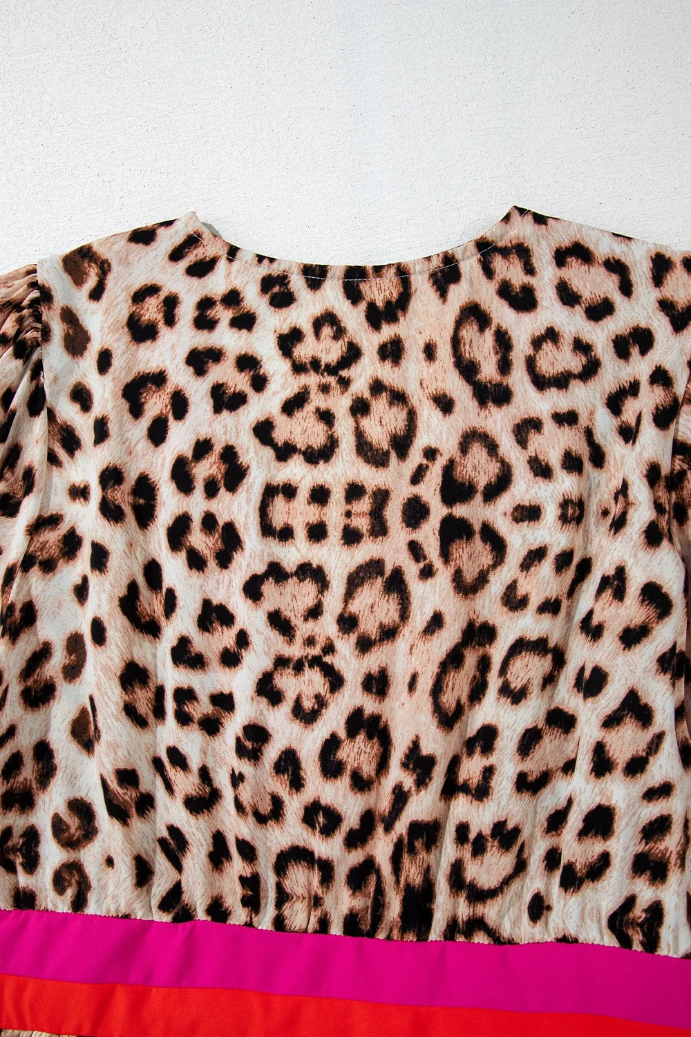 Leopard Print V-Neck Blouse with Contrast Trim - Velora Luxury Fashion