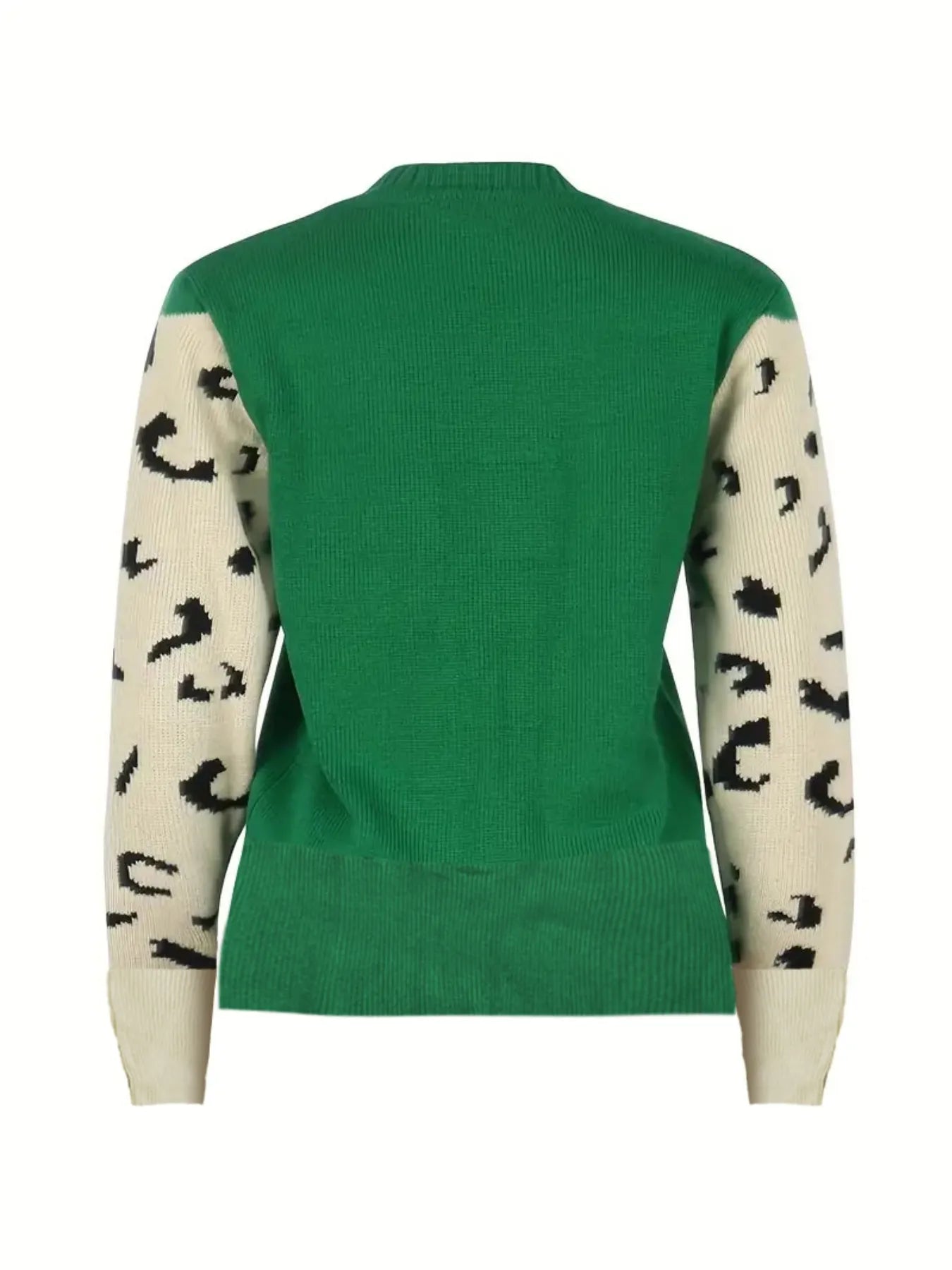 Leopard Round Neck Sweater - Velora Luxury Fashion