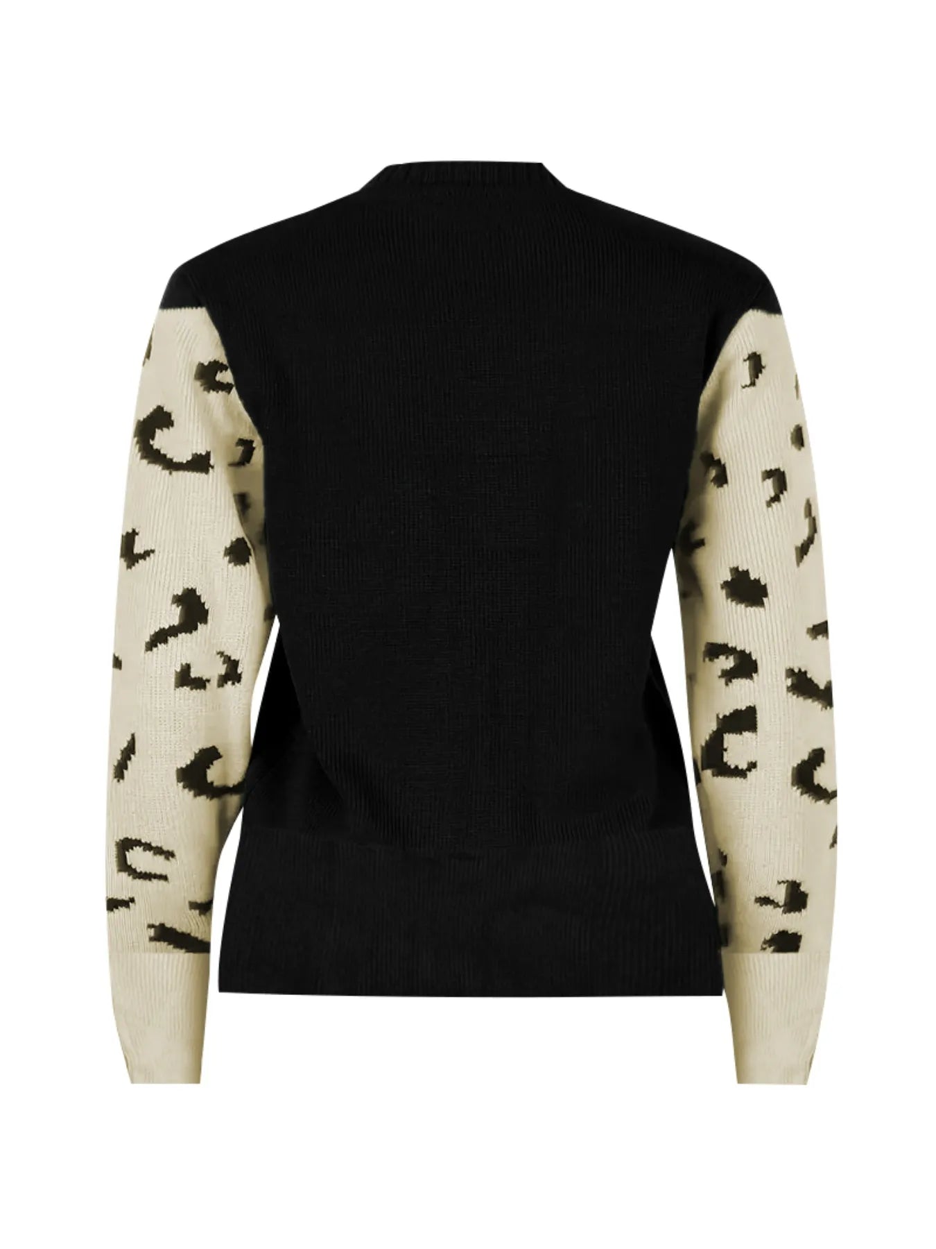 Leopard Round Neck Sweater - Velora Luxury Fashion