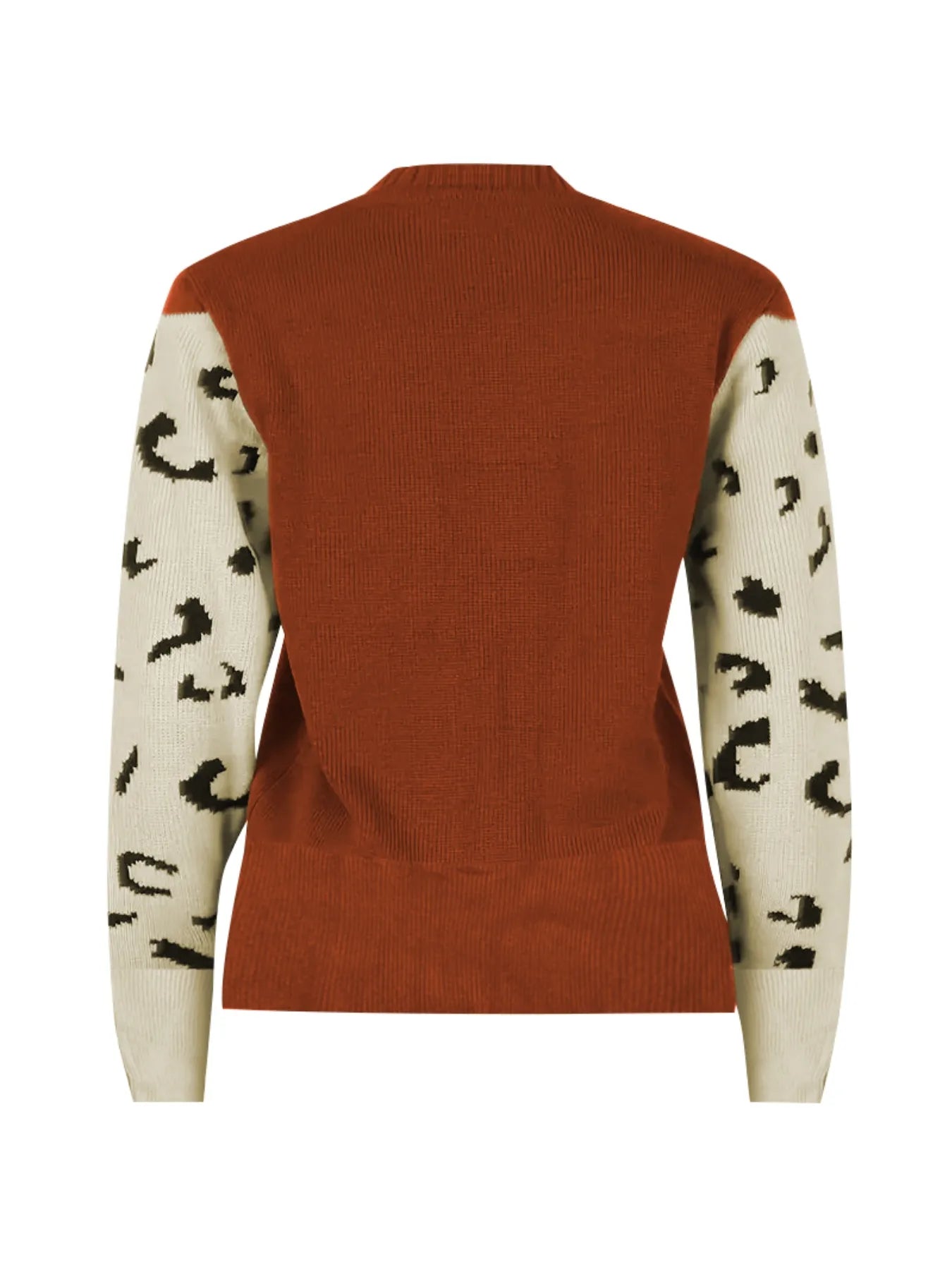 Leopard Round Neck Sweater - Velora Luxury Fashion