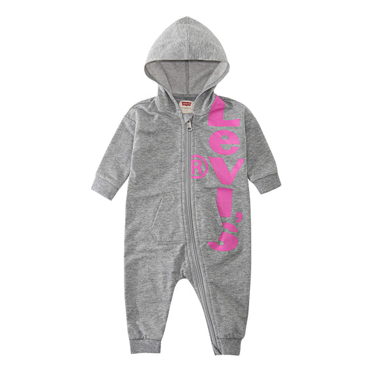 Levis Baby Long Sleeve Hooded Coverall Light Grey Heather 18M - Velora Luxury Fashion
