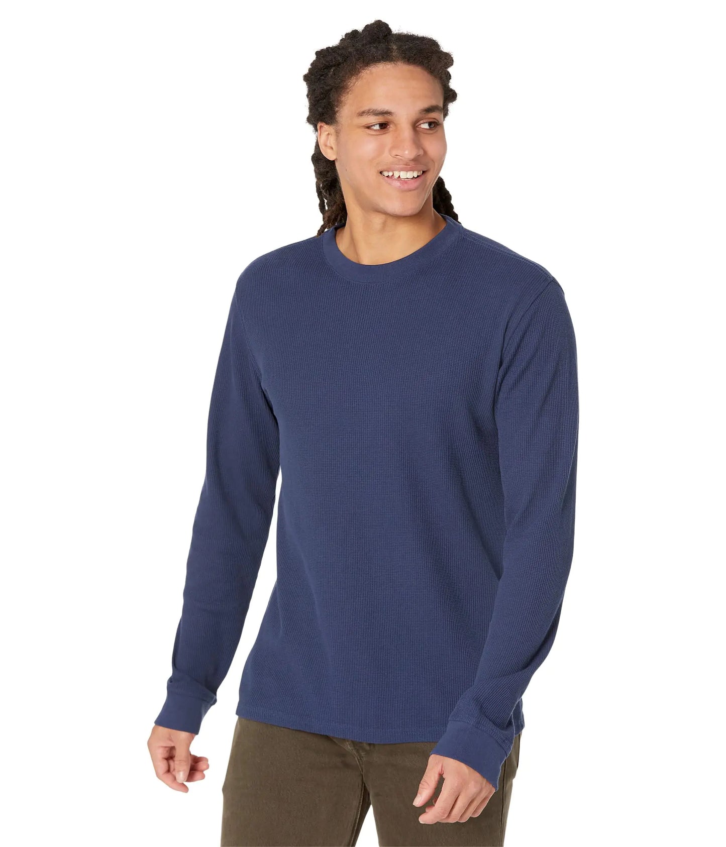 Levis Men's X-Small Waffle-Knit Thermal in Dress Blues - Velora Luxury Fashion