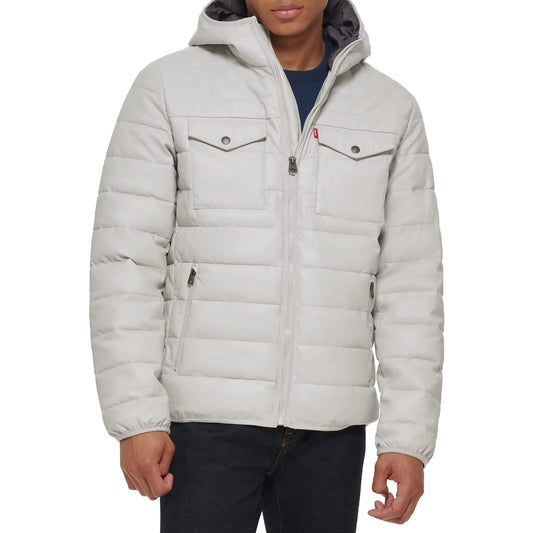 Levis Mens 2-Pocket Stretch Quilted Puffer Ice Faux Leather Small - Velora Luxury Fashion