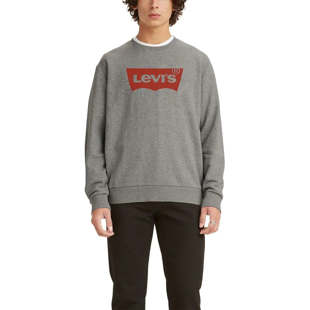 Levis Mens Heather Gray Fleece Crewneck - Velora Luxury Fashion