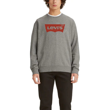 Levis Mens Heather Gray Fleece Crewneck - Velora Luxury Fashion