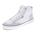Levis Mens Munro Mid Vegan Leather Casual Lace Up Sneaker Shoe White/Grey/Red 8.5 M - Velora Luxury Fashion